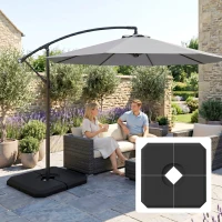 Outsunny 4-Piece Heavy Duty Cantilever Offset Umbrella Stand Base Weight, 264 lb. Capacity, Easy to Fill with Water or Sand(m-8)