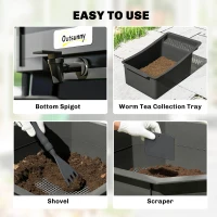 Outsunny 4-Tray Worm Composter Bin, 7.4 Gal Outdoor & Indoor Worm Composter for Recycling Food Waste, Black(m-8)
