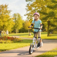 Aosom Youth Scooter Front and Rear Caliper Dual Brakes 12-Inch Inflatable Front Wheel Ride On Toy For Age 5+ - White(m-2)