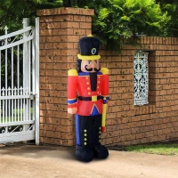 HOMCOM 6’ Christmas Inflatable Nutcracker Toy Soldier, Outdoor Blow-Up Yard Decoration with LED Lights Display(m-2)