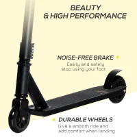 Aosom Stunt Scooter, Pro Scooter, Entry Level Freestyle Scooter w/ Lightweight Alloy Deck for 14 Years and Up Teens, Adults, Black(m-6)