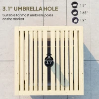 Outsunny 2-in-1 Outdoor Storage Box for Umbrella Base, Coffee End Table, Wooden Patio Umbrella Stand Table, Natural Wood(m-5)