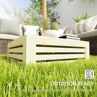 Outsunny 2-in-1 Outdoor Storage Box for Umbrella Base, Coffee End Table, Wooden Patio Umbrella Stand Table, Natural Wood(m-7)