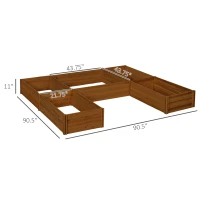 Outsunny Raised Garden Bed, Set of 5 Large Wooden Box Planters for Outdoor Plants Vegetables Flowers Herbs, 7.5x7.5x1ft, Brown(m-3)