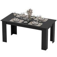 HOMCOM 63" Dining Table for 4-6 People, Modern Rectangular Kitchen Table for Dining Room, Living Room, Black Wood Effect(m-1)