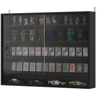 HOMCOM 5-Tier Display Cabinet, Wall-Mounted Display Case with 2 Glass Doors and Adjustable Shelves, Jet Black