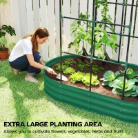 Outsunny Galvanised Raised Garden Bed with Arched Trellis, 5 x 3 x 6ft Metal Outdoor Planter Box with Open Bottom, Green(m-4)