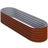 Outsunny 6.4' x 2' x 1.4' Galvanized Raised Garden Bed Kit, Metal Planter Box with Safety Edging, Brown(m-1)