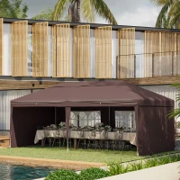 Outsunny 10' x 20' Pop Up Canopy Tent with 4 Sidewalls, Outdoor Portable Instant Canopy Shelter for Parties, Outdoor Instant Gazebo with Carry Bag for Garden, Patio, Coffee(m-11)