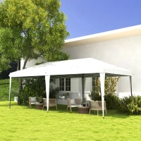 Outsunny 10' x 19.2' Outdoor Gazebo Pop Up Canopy Party Tent with Carrying Bag, White(m-10)