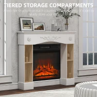 HOMCOM Baroque Fireplace Mantel, Freestanding Fireplace Surround with Leg for Electric Fireplaces, 45.3" W x 39.4" H, White(m-5)