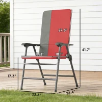 Outsunny Folding Patio Chairs Set of 2, Padded High Back Lawn Camping Chairs with Armrests, 600D Oxford Fabric, Red(m-3)
