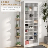 HOMCOM 71" Shoe Storage Cabinet with 3 Heights of Open Cubes for 36 Pairs, Narrow Shoe Organizer, White(m-4)