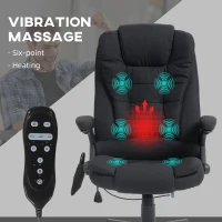 HOMCOM 6 Point Vibrating Massage Office Chair with Heat, Linen High Back Massage Desk Chair with Reclining Backrest, Black(m-4)