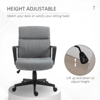 Vinsetto Mid Back Home Office Chair Height Adjustable Linen Fabric Desk Task Chair with Ergonomic Line Wide Seat, Thick Padding, and Armrest(m-4)