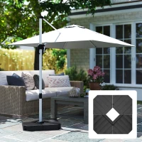 Outsunny Offset Umbrella Base Outdoor Umbrella Weights, 132 lb. Capacity Water or 176 lb. Capacity Sand, Black(m-9)