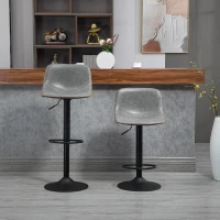 HOMCOM Adjustable Bar Stools, Swivel Bar Height Chairs Barstools Padded with Back for Kitchen, Counter, and Home Bar, Set of 4, Gray(m-8)