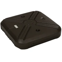 Outsunny Fillable Patio Cantilever Umbrella Base with Wheels, Heavy-duty Offset Umbrella Weights with Easy-Fill Spouts, Steel Cross Base, 430lbs Sand or 375lbs Water Filled, Coffee(m-1)