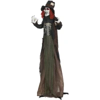 HOMCOM 6' Life Size Outdoor Animated Prop Zombie with Realistic Skeleton Chest, Scary Sharp Teeth, Sound and Motion Activated(m-1)
