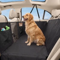 PawHut Dog Car Seat Cover for Back Seat, Hard Bottom Back Seat Extender, Waterproof Dog Hammock for Car & SUV, 58"L, Black(m-2)