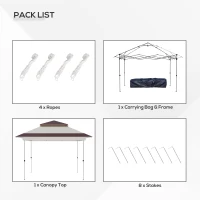 Outsunny 12' x 12' Pop Up Canopy Tent with Netting and Carry Bag, Instant Sun Shelter with 137 sq.ft Shade, Tents for Parties, Height Adjustable, for Outdoor, Garden, Patio, Beige(m-8)