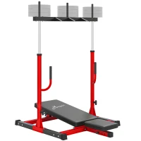 Soozier Vertical Leg Press Machine with Adjustable Leg, Back, and Head Positions, 1" Standard Plate Compatible, Red(m-13)