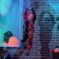 Outsunny 36" Outdoor Halloween Decorations Hanging Clown, Sound and Motion Activated Animated Prop, Animatronic Décor with Light Up Eyes, Circus Music(m-10)
