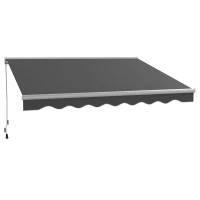 Outsunny 13' x 10' Electric Awning, Retractable Awning with LED Lights and Remote Controller for Door and Window, Dark Gray(m-11)