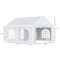 Outsunny 13 x 16.5 ft Heavy Duty Party Tent Outdoor Gazebo Wedding Tent Event Shelter Carport BBQ with Removable Sidewalls & Windows, Outside Waterproof Canopy for Parties, White(m-3)