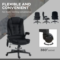 HOMCOM 6 Point Vibrating Massage Office Chair with Heat, Linen High Back Massage Desk Chair with Reclining Backrest, Black(m-8)