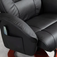 HOMCOM Massage Recliner Chair with Ottoman, Electric Faux Leather Recliner with 10 Vibration Points, Swivel Reclining Chair with Remote Control, Wood Base and Side Pocket, Black(m-9)