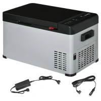 Outsunny 12 V Car Fridge, 3 Zone 21 Quart Portable Compressor Electric Cooler with Seat Belt Slot, Fridge Freezer, -7.6 °F (-22 °C), for Camping, Truck, RV, Travel, Boat, Outdoor and Home Use(m-1)