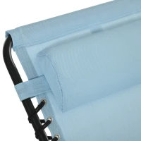 Outsunny Set of 2 Folding Chaise Lounge Chairs, Outdoor Sun Tanning Chairs with Reclining Back, Light Blue(m-9)
