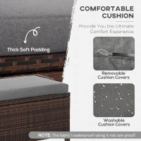 Outsunny 38 Gallon Outdoor Wicker Storage Bench Deck Box, PE Rattan Patio Furniture Pool Storage Bin Container with Interior Waterproof Cloth Bag and Comfortable Cushion, Cream White(m-7)
