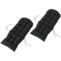 Outsunny Outdoor Adirondack Chair Cushions Set of 2, Tufted High Back Patio Chair Cushions, Black(m-1)