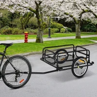 Aosom Bike Trailer, Foldable Bicycle Trailer with16 Inch Pneumatic Tire, Universal Coupler, Foldable Frame and Safe Reflectors Design, Large Load Capacity, Black(m-11)