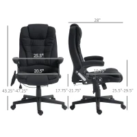 HOMCOM 6 Point Vibrating Massage Office Chair with Heat, Linen High Back Massage Desk Chair with Reclining Backrest, Black(m-3)