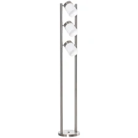 HOMCOM Floor Lamp, Modern Standing Light with 3 Rotating Lights for Living Room, Bedroom, Office, Silver(m-1)