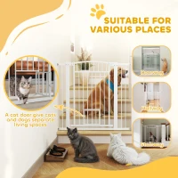 PawHut 30"-41" Extra Wide Walk Through Dog Gate w/ Cat Door, 3-Inch & 5.5-Inch Extension Kits, 37" High(m-5)