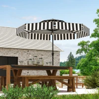 Outsunny 8.6FT Patio Umbrella, UPF 30+ Outdoor Market Umbrella, 2-Tier Vented Patio Table Umbrella with Crank 8 Ribs, Tiltable Porch Umbrella for Garden Deck Poolside, Black(m-2)