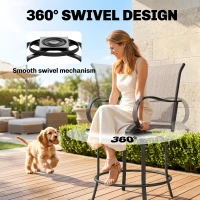 Outsunny Outdoor Bar Stools Set of 2, 360° Swivel Bar Height Chairs, 26.75" x 29.5" x 48.5", Tan(m-4)