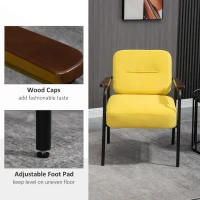 HOMCOM Modern Accent Chair with Cushioned Seat and Back, Upholstered Velvet Armchair for Bedroom, Living Room Chair with Arms and Steel Legs, Yellow(m-5)