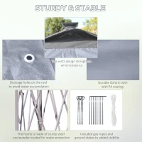 Outsunny 11' x 11' Pop Up Canopy, Instant Canopy Tent with Solar LED Lights, Remote Control, Zippered Mesh Sidewalls and Carrying Bag for Backyard Garden Patio, Gray(m-7)