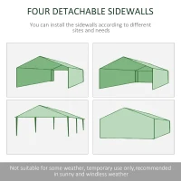 Outsunny 20' x 10' Outdoor Party Tent Gazebo Wedding Canopy with Removable Mesh Sidewalls, Green(m-4)