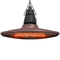 Outsunny 1500W Electric Patio Heater, IP65 Hanging Infrared Carbon Fiber Tube Outdoor Heater with Remote Control, Brown(m-1)