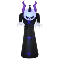 Outsunny 7' Halloween Inflatables Outdoor Decorations Pumpkin Reaper Decoration, Ghost Blow Up LED Yard Decor(m-11)
