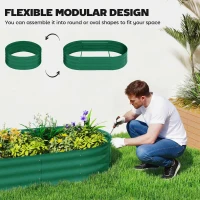Outsunny Galvanised Raised Garden Bed with Arched Trellis, 5 x 3 x 6ft Metal Outdoor Planter Box with Open Bottom, Green(m-7)