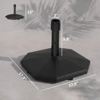 Outsunny 48lbs Patio Umbrella Base, Concrete, 18" Outdoor Umbrella Stand Holder for Parasol Poles 1.34", 1.5", and 2" Dia., Black(m-3)