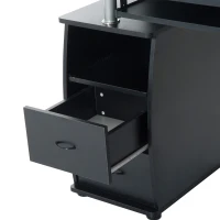 HOMCOM Multi-Function Computer Desk Home Office Workstation with Sliding Keyboard Tray, Elevated Shelf, Drawers and CPU Stand, Black(m-9)