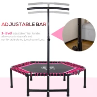 Soozier 48" Adult Hexagon Rebounder Trampoline Fitness Bungee Jumping Cardio Trainer Outdoor Bouncer Jumper Adjustable Bar Pink(m-5)